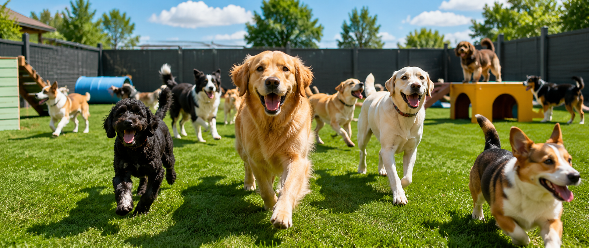Perros jugando en El Dog de Mayo